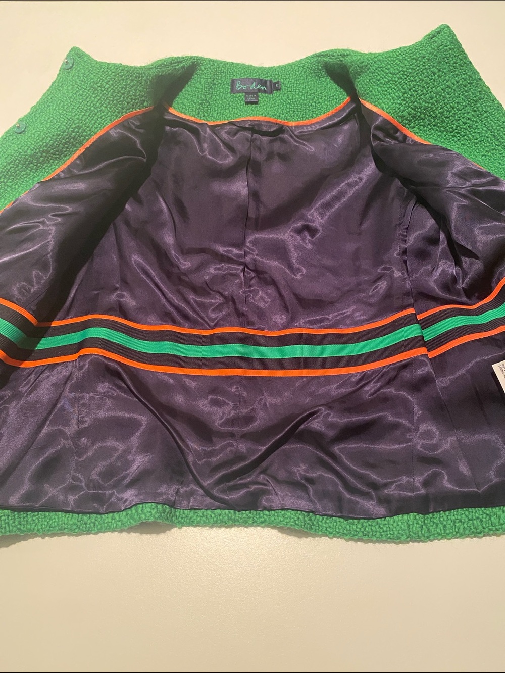 Boden Green Textured Peter Pan Collar Blazer Medium - Picture 8 of 14